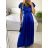 Šaty dlouhé společenské krátký rukáv dámské (S/M ONE SIZE) ITALSKá MODA IM323125/DU S/M čierna