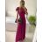 Šaty dlouhé společenské krátký rukáv dámské (S/M ONE SIZE) ITALSKá MODA IM323125/DU S/M čierna