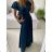Šaty dlouhé společenské krátký rukáv dámské (S/M ONE SIZE) ITALSKá MODA IM323125/DU S/M čierna