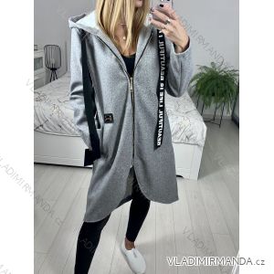 Kabát flaušový na zip dlouhý rukáv dámský (S/M/L/XL ONE SIZE) ITALSKá MÓDA IMC22792