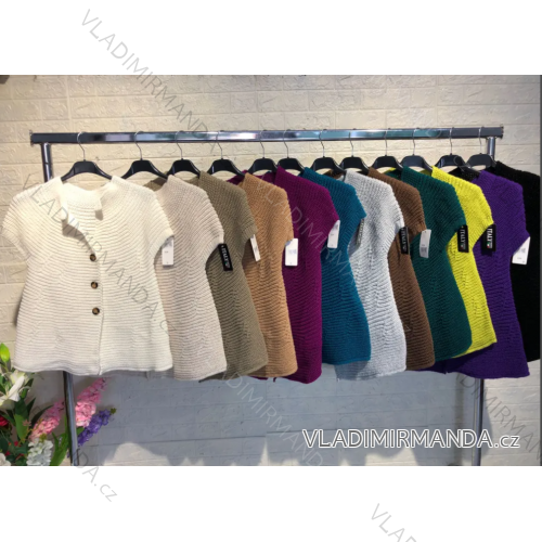 Sveter pletený na gombíky krátky rukáv dámsky (S/M ONE SIZE) TALIANSKA MÓDA IMPGM238290