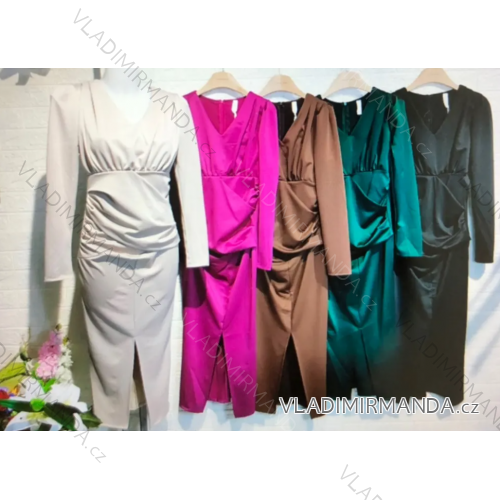 Šaty elegantný dlhý rukáv dámske (S/M ONE SIZE) TALIANSKA MÓDA IMPGM236390