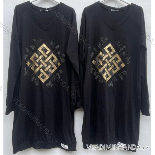 Šaty oversize voľnočasové dlhý rukáv bavlnené dámske (M/L ONE SIZE) TALIANSKA MÓDA IMD23785