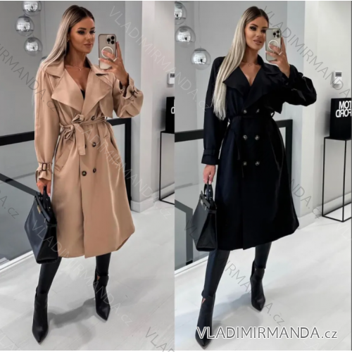 Kabát trenčkot s opaskom dlhý rukáv dámsky (S/M ONE SIZE) TALIANSKA MÓDA IMPGM2312182