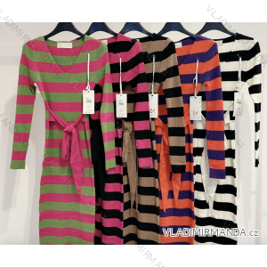 Šaty dlhý rukáv dámska prúžok (S/M ONE SIZE) TALIANSKA MÓDA IMPMD231563a