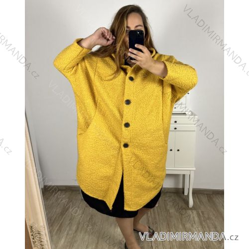 Kabát s kapucí teplý dámsky nadrozměr (4XL/5XL ONE SIZE) Talianska móda IM823BELLA/DU 4XL / 5XL žltá