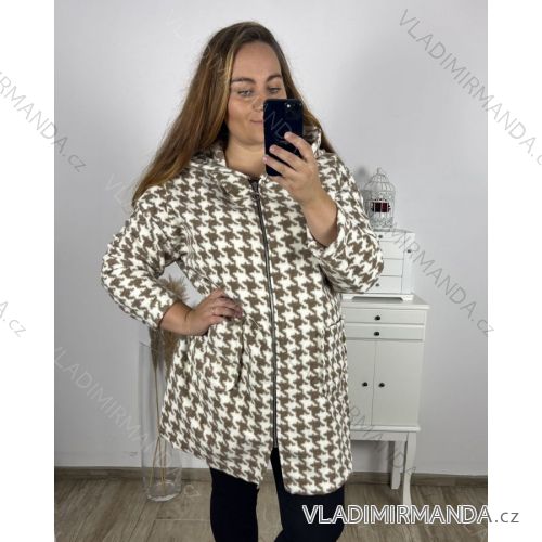 Kabát dlhý rukáv dámsky nadrozmer (3XL/4XL ONE SIZE) TALIANSKA MÓDA IMC23346/DU 3XL / 4XL biela