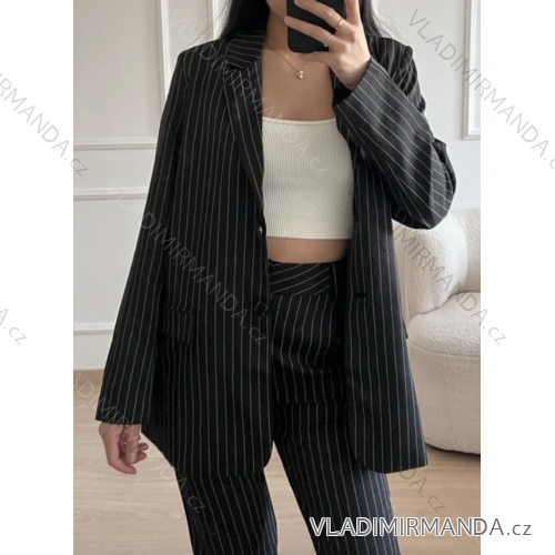Súprava elegantné nohavice dlhé a sako dámska prúžok (S/M ONE SIZE) TALIANSKA MÓDA IMPGM232357