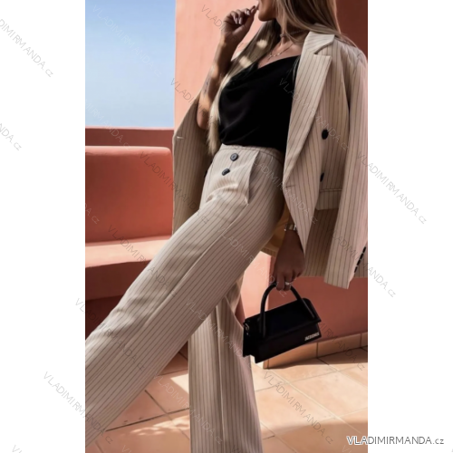 Súprava elegantné nohavice dlhé a sako dámska prúžok (S/M ONE SIZE) TALIANSKA MÓDA IMPGM23237006/236010