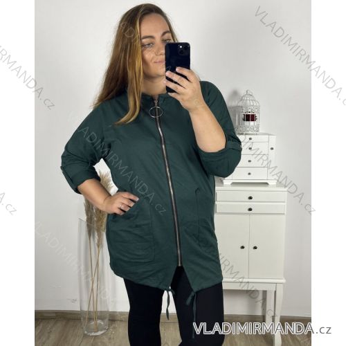 Mikina na zips s kapucňou dlhý rukáv dámska nadrozmer (3XL/4XL ONE SIZE) TALIANSKA MóDA IM423048