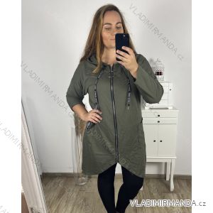 Mikina dlouhá oversize na zips s kapucňou dlhý rukáv dámska nadrozmer (2XL/3XL/4XL ONE SIZE) TALIANSKA MÓDA IM423574/DU