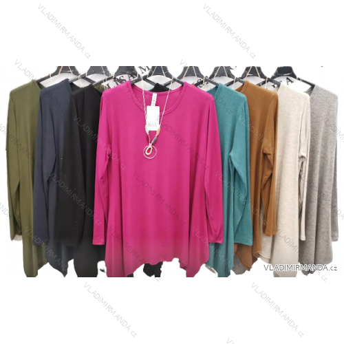Tunika oversize s príveskom dlhý rukáv dámska (S/M ONE SIZE) TALIANSKA MÓDA IMPLI2357912OVER