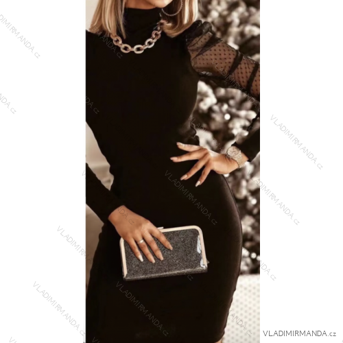 Šaty elegantný dlhý rukáv dámske (S/M ONE SIZE) TALIANSKA MÓDA IMPLI2319891