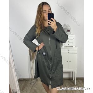 Šaty mikinové/mikina predĺžená na zips s kapucňou dlhý rukáv dámske nadrozmer (2XL/3XL ONE SIZE) TALIANSKA MÓDA IMD23587