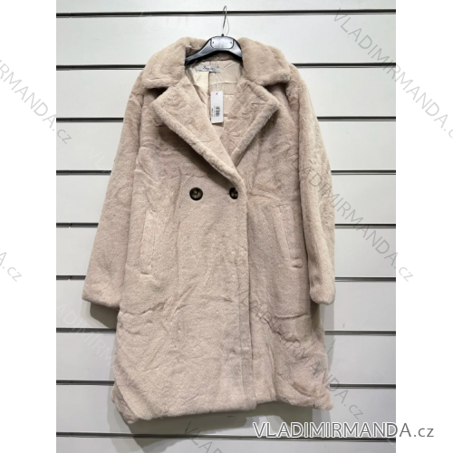 Kabát teddy dlhý rukáv dámsky (S/M ONE SIZE) TALIANSKA MÓDA IMPSH2323002