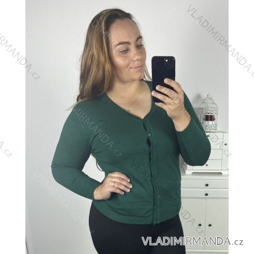 Sveter na knoflíky dlhý rukáv dámsky (M/L ONE SIZE) TALIANSKÁ MÓDA IM723EVELIN/DU M / L smaragdová