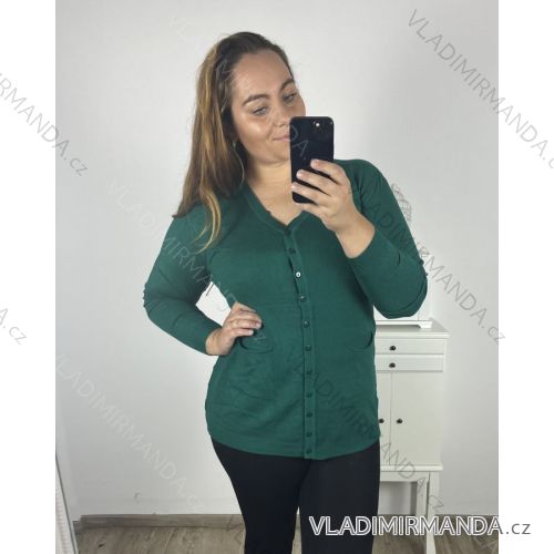 Sveter na knoflíky dlhý rukáv dámsky (L/XL/2XL ONE SIZE) TALIANSKÁ MÓDA IM723EVELINA/DUR XL/2XL zelená