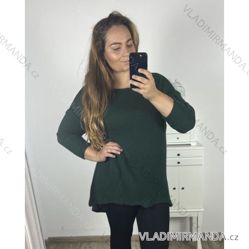 Sveter prosdloužený dlhý rukáv dámsky nadrozměr (3XL/4XL ONE SIZE) TALIANSKÁ MÓDA IM723MARINA