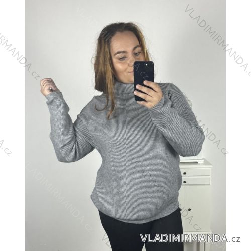 Sveter s rolákom dlhý rukáv dámsky (3XL/4XL ONE SIZE) TALIANSKA MÓDA IM423ROMANA