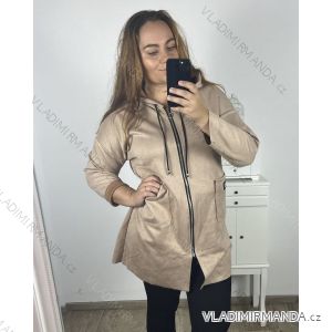 Kabátek s kapucí na zip dlhý rukáv dámsky nadrozměr (2XL/3XL ONE SIZE) TALIANSKA MODA IM423MIRANDA/DU