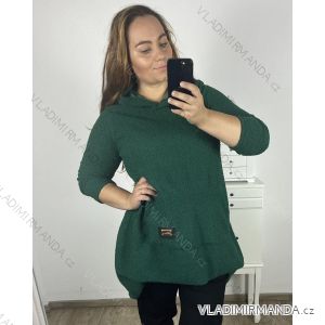 Mikina oversize teplá s kapucí dlhý rukáv dámska nadrozmer (3XL/4XL ONE SIZE) TALIANSKA MÓDA IM423TEDDY