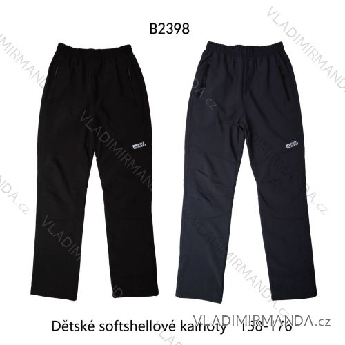 Nohavice softshellové zateplené flaušom dorast chlapčenské (158-176) WOLF B2398