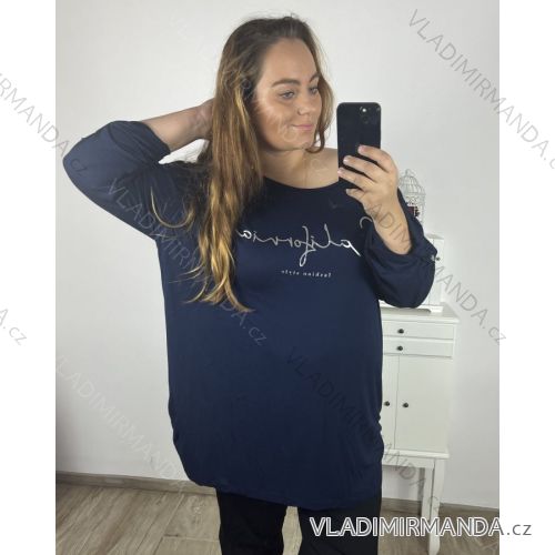 Tunika dlhý rukáv dámska nadrozmer (3XL/4XL/5XL ONE SIZE) TALIANSKA MóDA IM423550/DR 4XL / 5XL tmavo modrá