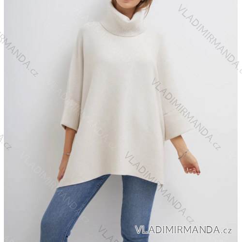 Sveter úpletový oversize s rolákom dlhý rukáv dámsky (S/M ONE SIZE) TALIANSKA MÓDA IMPMD239341F