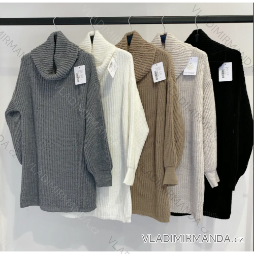 Sveter pletený predĺžený s rolákom dlhý rukáv dámsky (S/M ONE SIZE) TALIANSKA MÓDA IMPMD239888XF