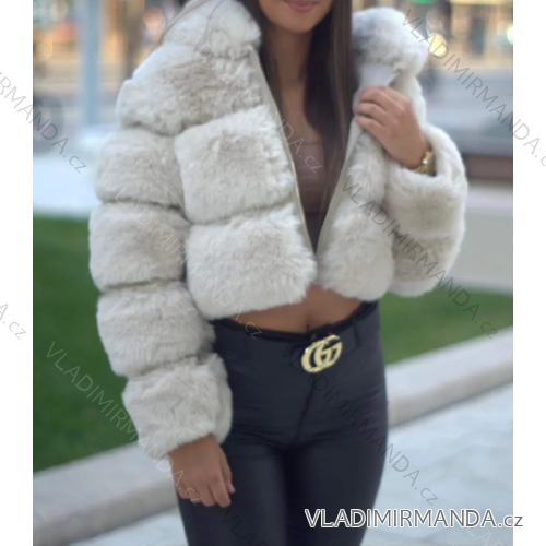 Bunda kožúšok dlhý rukáv dámska (S/M ONE SIZE) TALIANSKA MÓDA IMPMD235537k