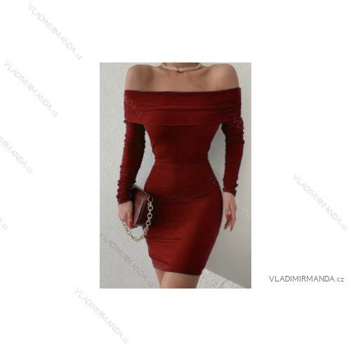 Šaty elegantný carmen dlhý rukáv dámske (S/M ONE SIZE) TALIANSKA MÓDA IMPBB23B24259