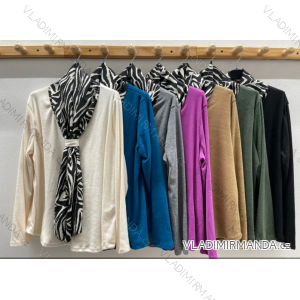 Sveter úpletový so šatkou dlhý rukáv dámsky (S/M ONE SIZE) TALIANSKA MÓDA IMPDY23LS20487