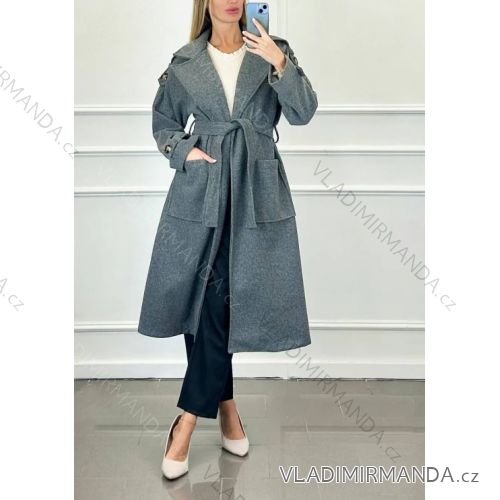 Kabát flaušový dlhý rukáv dámsky (S/M ONE SIZE) TALIANSKA MÓDA IMPDY23FEH2388