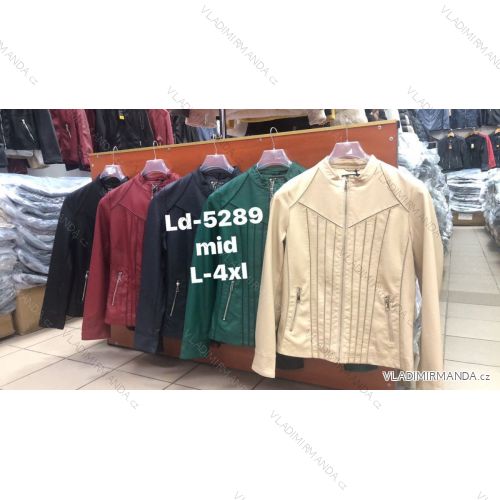 Bunda koženková dlhý rukáv dámska nadrozmer (L-4XL) TALIANSKA MÓDA MAA23LD-5289