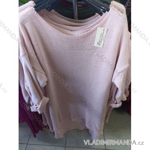 Sveter pletený predĺžený dlhý rukáv dámsky nadrozmer (XL/2XL ONE SIZE) TALIANSKA MODA IM723057