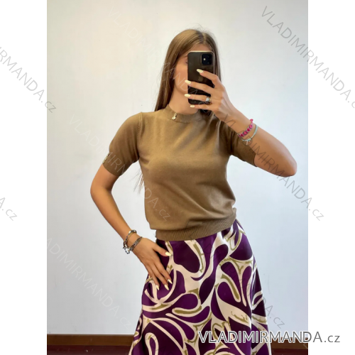Sveter úpletový krátky rukáv dámsky (S/M ONE SIZE) TALIANSKA MÓDA IMPDY23FH9380