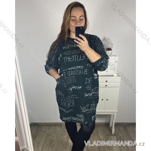 Šaty oversize teplé dlouhý rukáv dámske nadrozmer (3XL/4XL/5XL ONE SIZE) TALIANSKA MÓDA IM423CATANA
