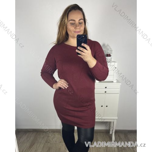 Šaty svetrové dlouhý rukáv dámske nadrozmer (XL/2XL/3XL  ONE SIZE) TALIANSKA MÓDA IM423ANTONIE