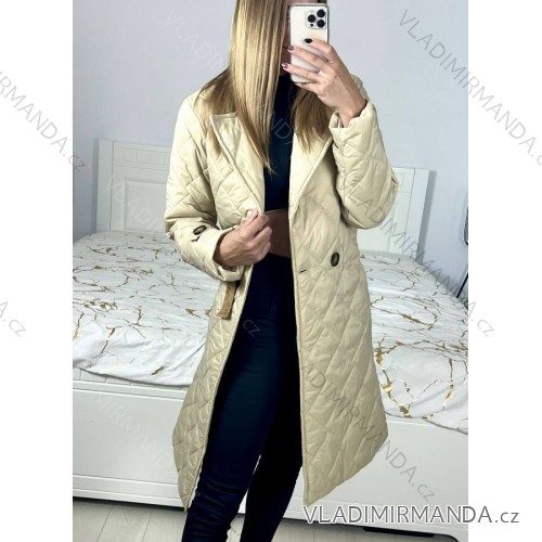 Kabát prešívaný dlhý rukáv dámsky (S/M ONE SIZE) TALIANSKA MÓDA IMWAA233775/DU S/M béžová