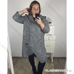 Kabát baránok so zipsom s kapucňou dámska nadrozmer (2XL/3XL ONE SIZE) TALIANSKA MÓDA IM423ELMA/DU