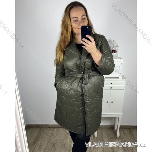 Bunda, Kabát  dlhý rukáv dámska nadrozmer (XL/2XL ONE SIZE) TALIANSKA MÓDA IM423BELTA