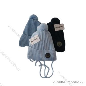 Čiapka zimná pletená s flaušom detská chlapčenská (1-3 ROKOV) POĽSKÁ VÝROBA PV4231218