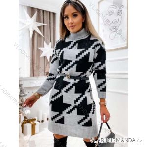 Šaty pletené s rolákom dlhý rukáv dámske (S/M ONE SIZE) TALIANSKA MÓDA IMWAK234015