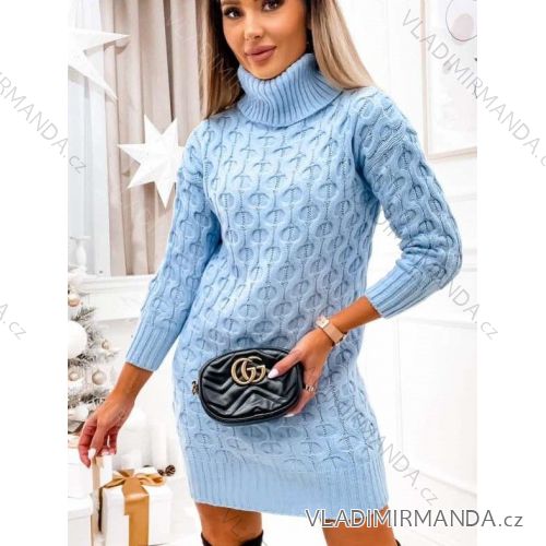 Šaty pletené s rolákom dlhý rukáv dámske (S/M ONE SIZE) TALIANSKA MÓDA IMWAK234016
