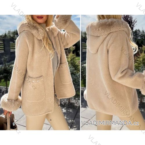 Kabát s kapucňou dlhý rukáv dámsky (S/M ONE SIZE) TALIANSKA MÓDA IMWA234054