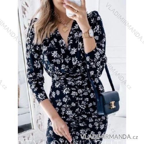 Šaty elegantný dlhý rukáv dámske (S/M ONE SIZE) TALIANSKA MÓDA IMWAA234065