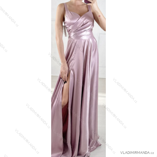 Šaty elegantné na ramienka dámske (S/M ONE SIZE) TALIANSKA MÓDA IMPBB2380836bl staroružová S/M