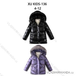 Bunda zimná s kapucňou detská dorast dievčenské (4-12 rokov) XU kids PMWAX23-136