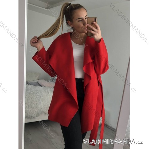 Kabátik flaušový krátky dámsky (S/M/L ONE SIZE) TALIANSKA MÓDA IMD22660 červená