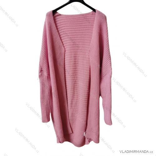Cardigan pletený dámsky nadrozmer (S/M/L/XL/2XL ONE SIZE) TALIANSKA MÓDA IMD23568/DU ružová XL/2XL